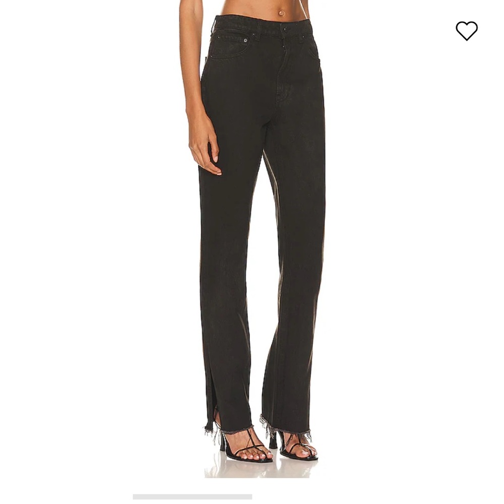 GRLFND Harlow High Rose Slim Boot Ankle Slit Black Jeans 28